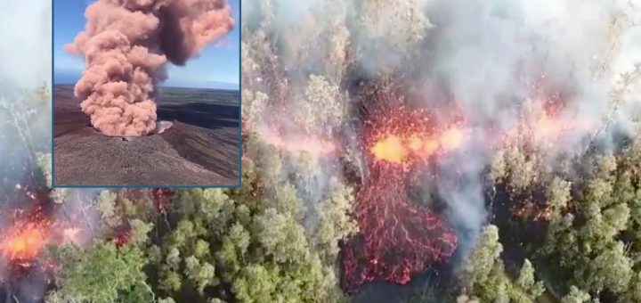 Dramatic video reveals lava bursting from the bottom in a volcano eruption in Hawaii