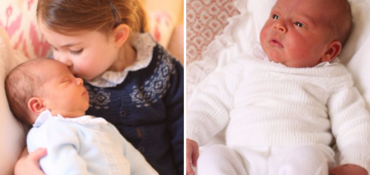 Princess Charlotte kisses infant brother Prince Louis on the top in first photo