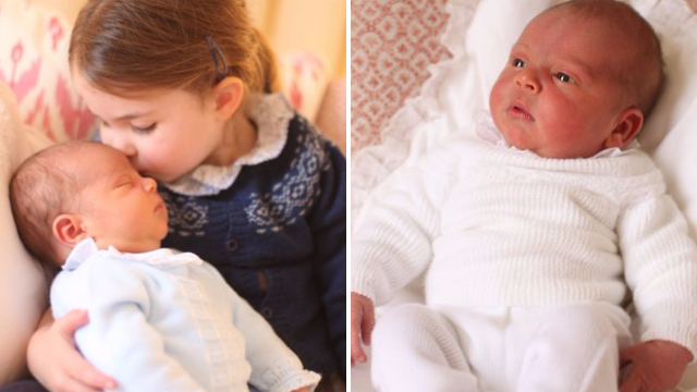 Princess Charlotte kisses infant brother Prince Louis on the top in first photo