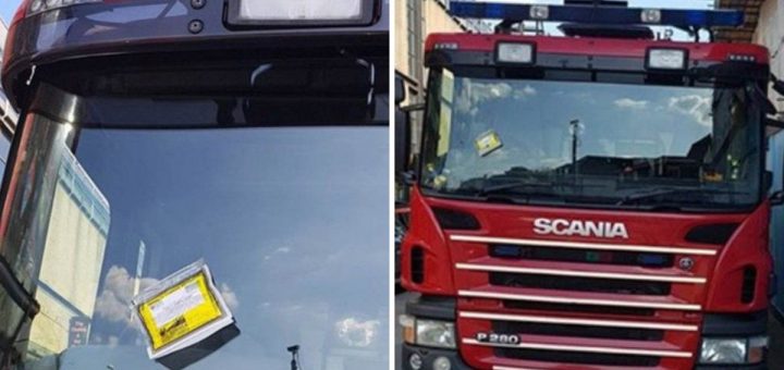 Firefighters accumulate parking worth slapped on fire engine’s windscreen