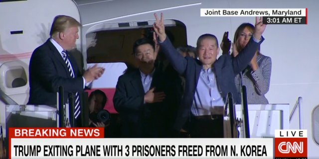 BACK HOME: Trump greets three Americans freed from North Korea