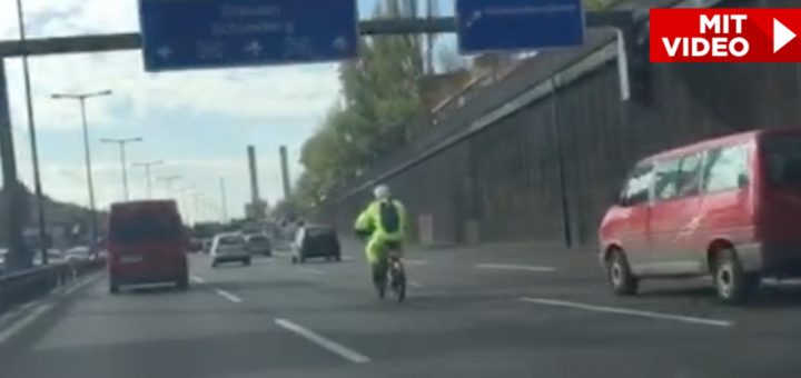 Da tritt aber einer ordentlich in die Pedale – Biker radelt mit rund 80 Sachen über Berliner Autobahn