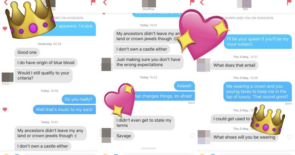 I despatched my Tinder matches royal-themed pickup traces and they undoubtedly worked