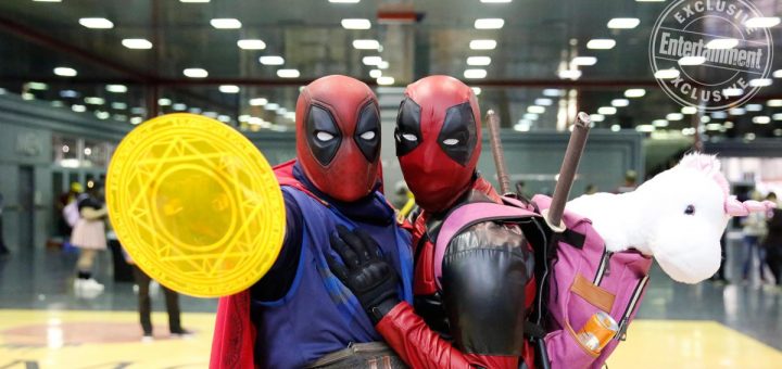 See cosplayers dressed as Deadpool, Black Panther, and Gamora at Anime Central